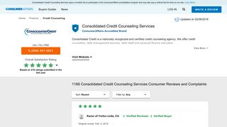 Top 1,162 Reviews and Complaints about Consolidated Credit ...