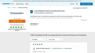 Consolidated Credit Counseling Services - ConsumerAffairs.com