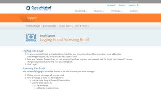Logging In & Accessing Web Email - Consolidated Communications