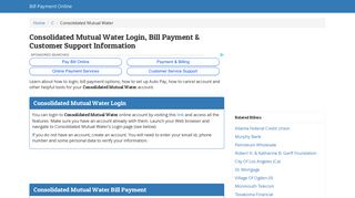 Consolidated Mutual Water Login, Bill Payment & Customer Support ...