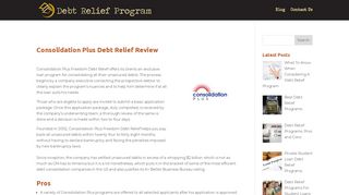 Consolidation Plus Debt Relief Review - Debt Relief Program