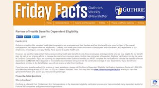 Review of Health Benefits Dependent Eligibility | Guthrie Friday Facts