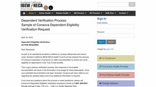 Dependent Verification Process: Sample | SC IBEW-NECA Trust Funds