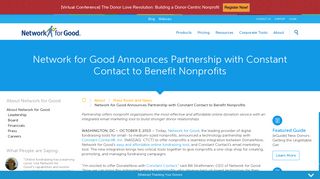 Network for Good Announces Partnership with Constant Contact to ...