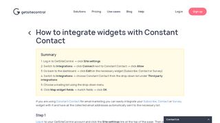 How to integrate widgets with Constant Contact | GetSiteControl