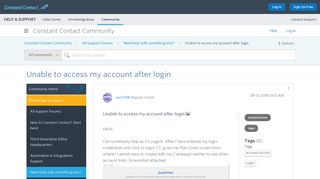 Unable to access my account after login - Constant Contact Community