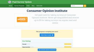 Consumer Opinion Institute Reviews & Ratings - Paid Survey Update
