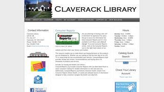 Consumer Reports at Claverack Public Library
