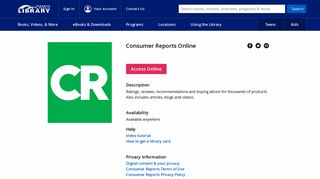 Consumer Reports Online : Toronto Public Library