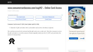 www.consumercardaccess.com/cugift2 - Online Card Access | Qotd
