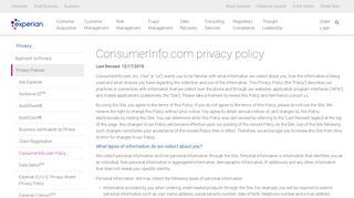 ConsumerInfo.com Policy - Experian