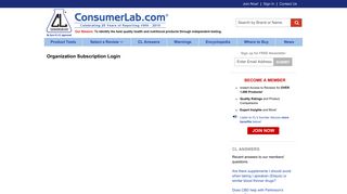 Organization Subscription Login | Consumerlab.com
