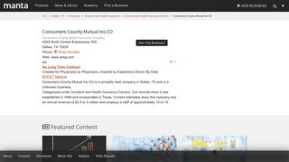 Consumers County Mutual Ins CO Dallas TX, 75205 – Manta.com