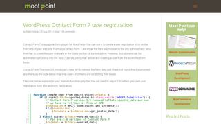 WordPress Contact Form 7 user registration - Moot Point