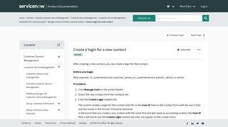 Create a login for a new contact - ServiceNow Product Documentation