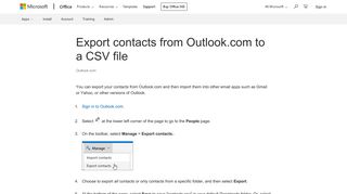 Export contacts from Outlook.com to a CSV file - Outlook