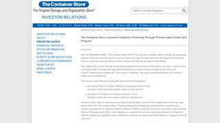The Container Store - The Container Store Launches Customer ...