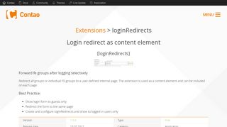 [loginRedirects] Login redirect as content element 1.5.0 - Contao Open ...