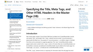 Specifying the Title, Meta Tags, and Other HTML Headers in the ...