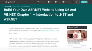 Build Your Own ASP.NET Website Using C# And VB.NET, Chapter 1 ...