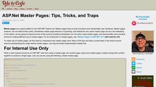 ASP.Net Master Pages: Tips, Tricks, and Traps - OdeToCode