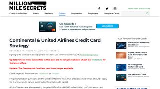 Continental & United Airlines Credit Card Strategy - Million Mile Secrets