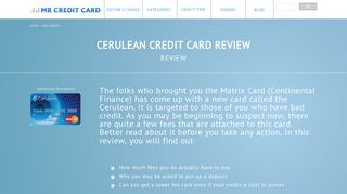 Cerulean Credit Card From Continental Finance Review