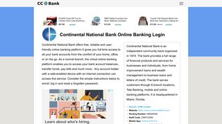 Continental National Bank Online Banking Login - CC Bank