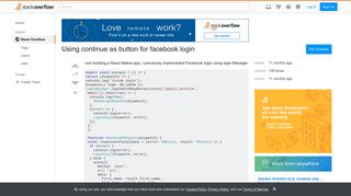 Using continue as button for facebook login - Stack Overflow