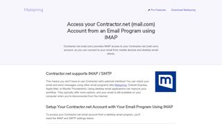 How to access your Contractor.net (mail.com) email account using IMAP