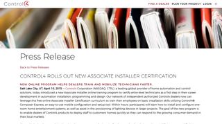 Control4 Rolls Out New Associate Installer Certification