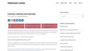 Control Prepaid MasterCard | Prepaid Card