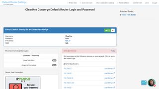 ClearOne Converge Default Router Login and Password - Clean CSS