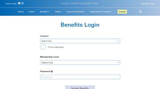 Benefits Login | Lincoln Center Corporate Fund