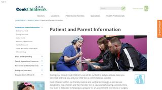 Patient and Parent Information | Cook Children's