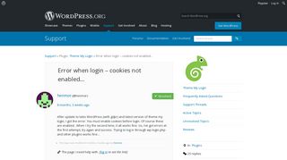 Error when login – cookies not enabled… | WordPress.org