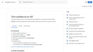 Turn cookies on or off - Computer - Google Account Help