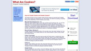 Enable cookies - Enabling cookies - Turn cookies on - What are Cookies