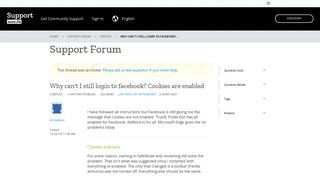 Why can't I still login to facebook? Cookies are enabled | Firefox ...