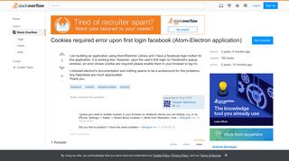 Cookies required error upon first login facebook (Atom-Electron ...