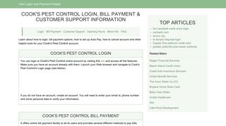 Cook's Pest Control Login, Bill Payment & Customer Support Information