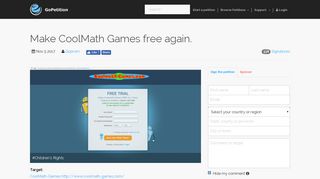 Sign petition: Make CoolMath Games free again. · GoPetition.com