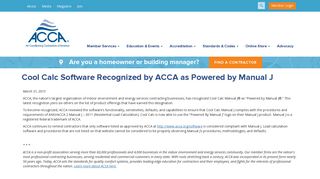 Cool Calc Software Recognized by ACCA as Powered by Manual J ...