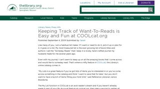 Keeping Track of Want-To-Reads is Easy and Fun at COOLcat.org