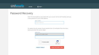 Password Recovery « Log In « Client Area « CoolHandle