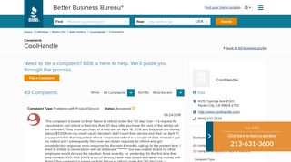 CoolHandle | Complaints | Better Business Bureau® Profile