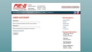 User account | Presque Isle Electric and Gas Co-op