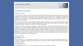 CoOportunity Health: Policyholder Information - nolhga.com
