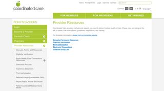 Provider Resources | Coordinated Care