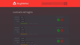 cootrack.net passwords - BugMeNot